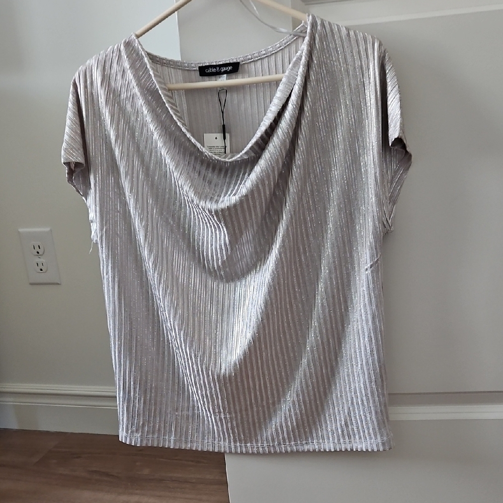 Calvin Klein Women's Shimmering Silver Blouse